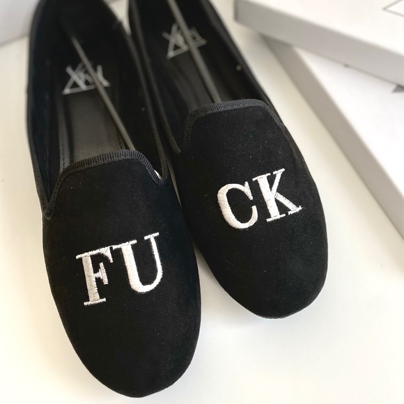 YRU F*€K you lavish demonia flat slip on suede black shoes size 9/39 - Picture 2 of 8
